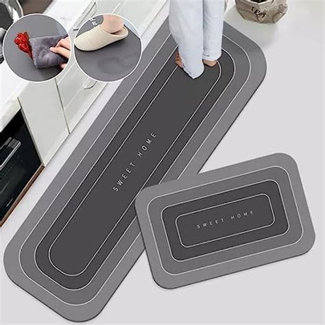 HomeCloud Rectangular Rubber Kitchen Mats For Floor Set of 2 Pcs | Non ...