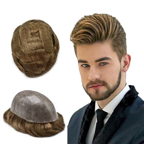 Buy Men Hair Replacement Systems Full Poly Thin Skin Mens Toupee ...
