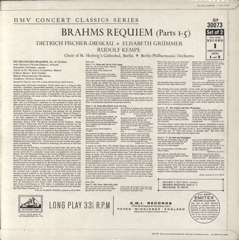 Johannes Brahms A German Requiem - Parts I-VII UK 2-LP vinyl set ...