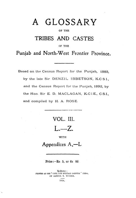 Exploring The Glossary Of Tribes And Castes Volume 3: A Guide