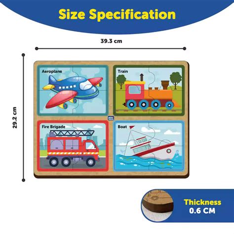 Vehicle Jumbo 4 Piece Wooden Matching Puzzle 2+ Years – Mini Leaves