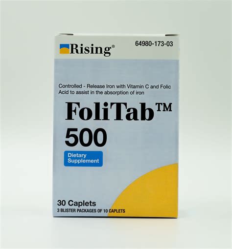 Buy Rising Pharma - FoliTab 500 - Elemental Iron with Vitamin C and ...