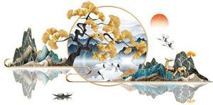 Indian Royals Chinese Style Feng Shui Scenery Flowers Tree Animals ...