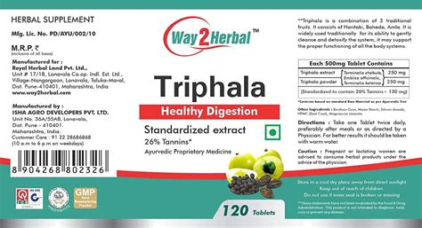 Buy WAY2HERBAL TRIPHALA | HEALTHY DIGESTION - 120 TABLETS Online & Get ...