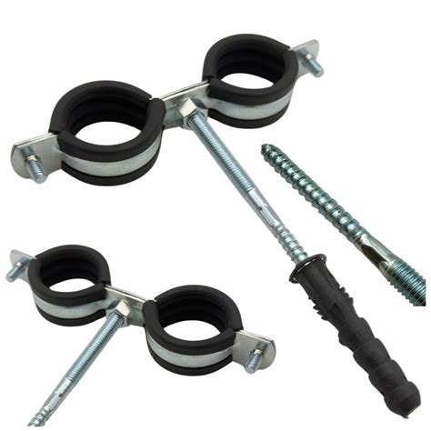 Obejma Z Gumą Podwójna Uchwyt Do Rur 3/4 " 25-30 Mm Metalowa Śruba ...