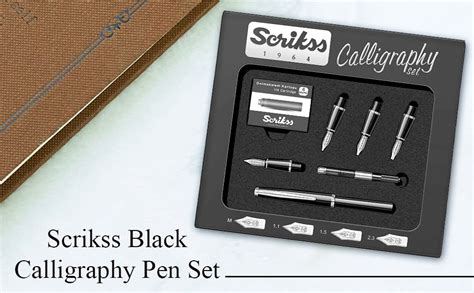 Scrikss Black Calligraphy Pen Set With Medium 1.1mm 1.5mm 2.3mm Nib ...