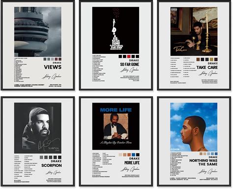 Drake Posters 8x10 Canvas Prints Unframed Set of 6 Music Album Cover ...