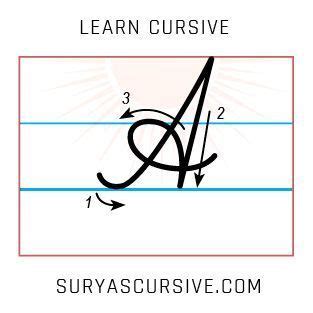How to Write Capital A in Cursive Calligraphy | SuryasCursive.com ...