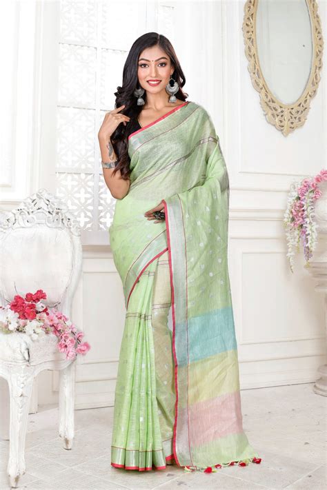 Dobby Woven Pure Linen Saree