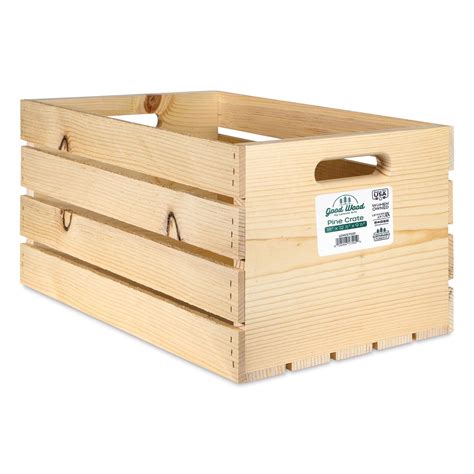 Good Wood by Leisure Arts Pine Crate - Unfinished, 18" x 12-1/2" x 9-1/ ...