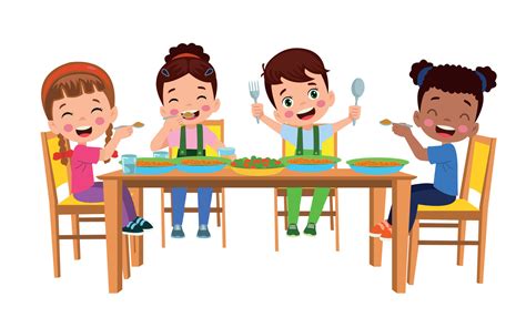 cute little boy eating at the dinner table 16059314 Vector Art at Vecteezy