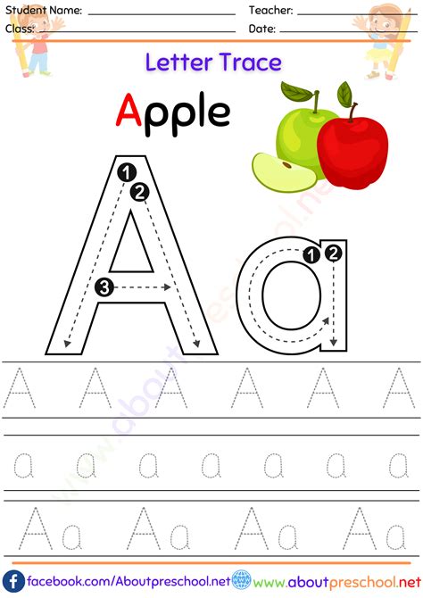 Letter A Tracing Worksheet PDF - About Preschool