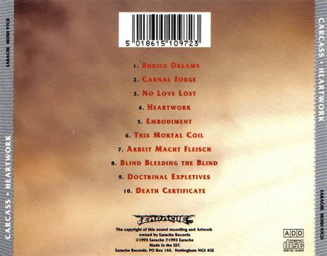 Notas de Rock: reseña del álbum Heartwork de carcass año 1993