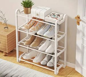 lukzer 4 Layer Metal Shoe Rack Foldable Open Book Shelf Storage Holder ...