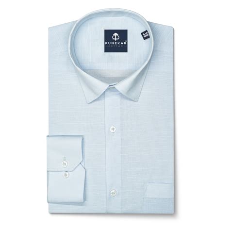 Light Blue Color Lining Texture Pure Cotton Shirt For Men – Punekar Cotton