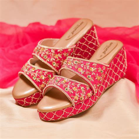 Abha Bridal Heels | Premium Wedges with Zardosi Embroidery – aroundalways