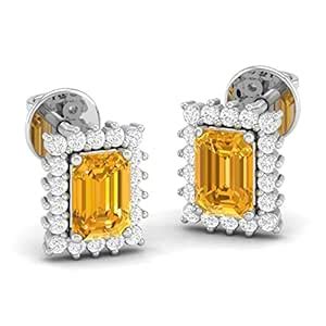 Akshat Sapphire (92.5% purity) Pure Silver Precious Stud Beautiful and ...