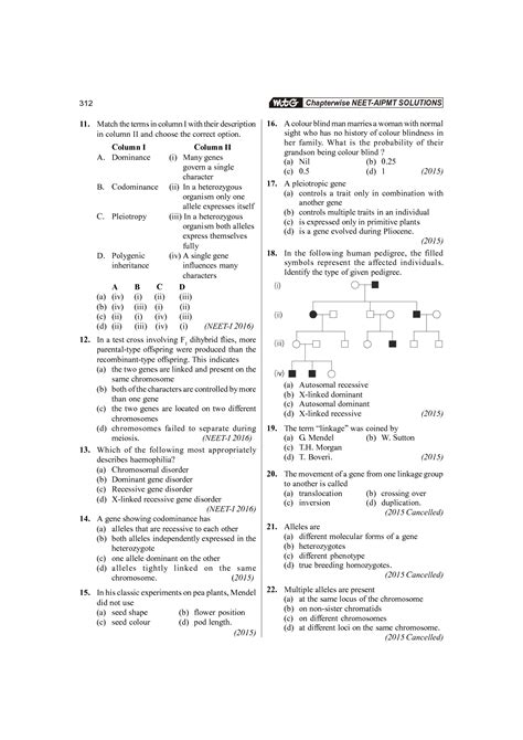 Image result for Principles of Inheritance and Variation KCET Questions