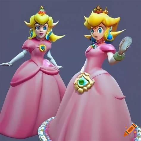 Fan art of princess peach and link posing together on Craiyon