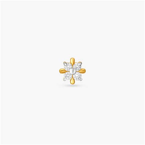 Pristine Floral Gold and Diamond Nose Pin