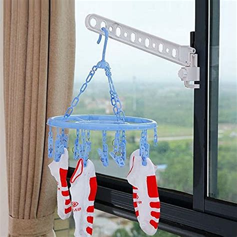 Shoply Foldable Window Hanger Clothes Hanger Rack Hanging Clothes Rod ...