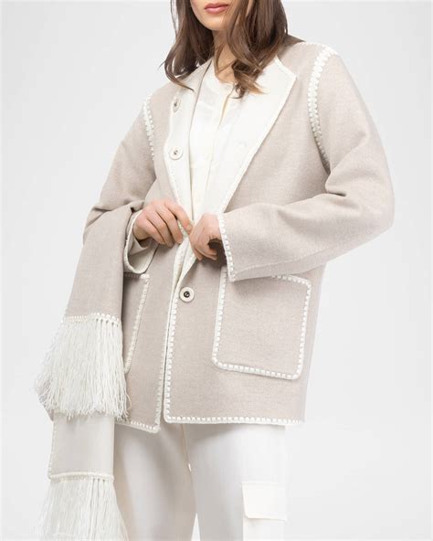 Gorski Cashmere-Wool Jacket With Detachable Scarf | Neiman Marcus