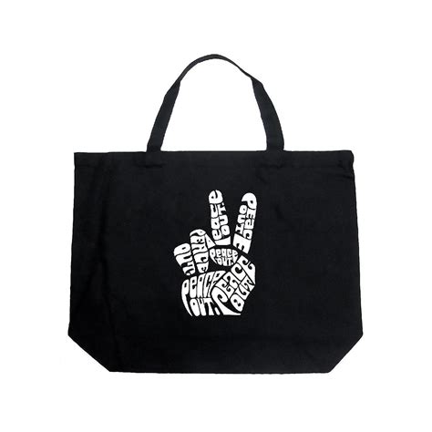 Large Word Art Tote Bag - Peace Out - 20"W x 15"H x 5"D | Oriental Trading