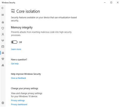 Image result for Disable Core Isolation Windows 10