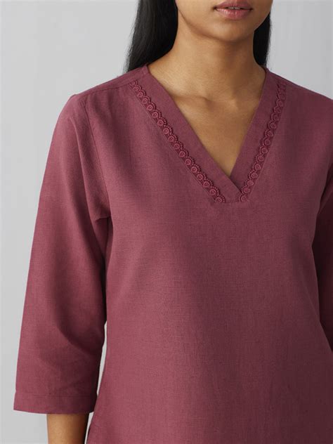 Buy V Neck Lace Kurti | Ladies Kurta Online : Ancestry