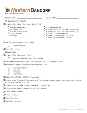 Fillable Online FHA Streamline checklist. rev 06122015 Fax Email Print ...