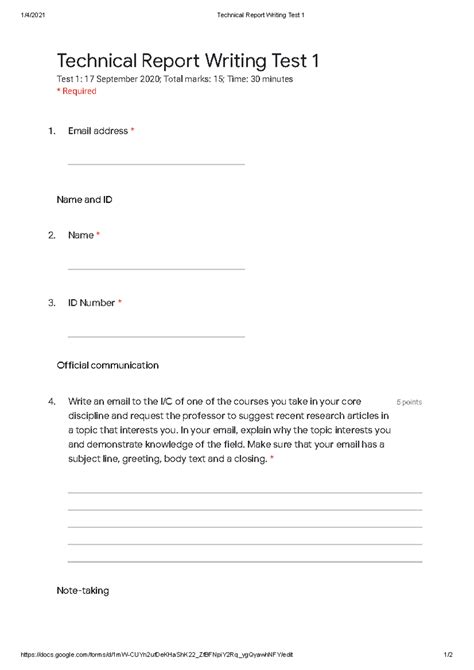 Test1(2021) - Test1(2021) - Technical Report Writing - BITS Pilani ...