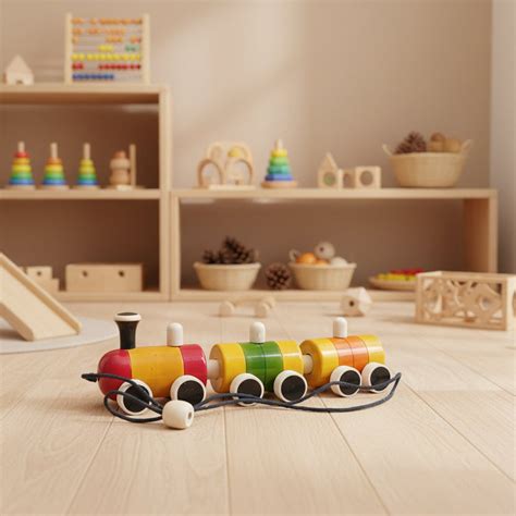 Wooden Pull Along Train Toy | Active Play Montessori Toy for Toddlers ...