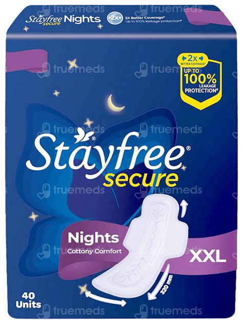 Stayfree Secure Nights Cottony Comfort Xxl Sanitary Pads 40 - Uses ...