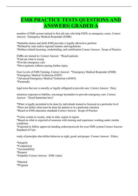 Image result for EMR Practice Questions