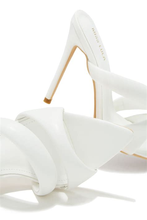 Miss Lola | Shyla White High Heel Mules - MISS LOLA