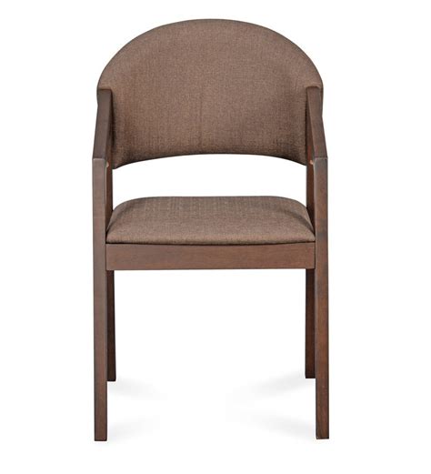 Solid Wood Arm Dining Chair in Brown – Wooden Crest