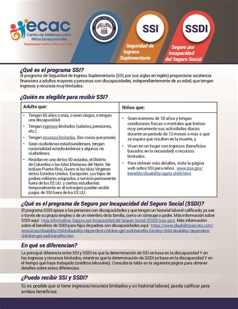SSI and SSDI - Exceptional Children's Assistance Center (ECAC)