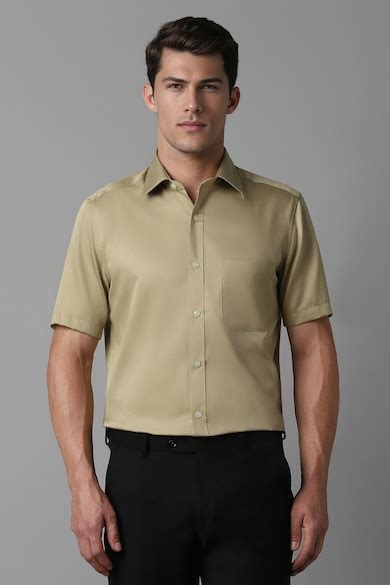 Buy Men Olive Classic Fit Solid Half Sleeves Formal Shirt Online ...