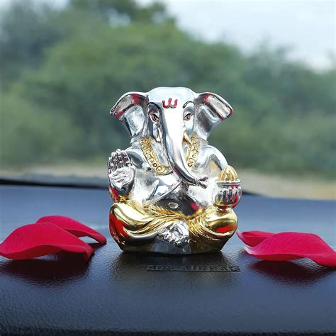 Neodrift Ganesh Idol for Car Dashboard (Real 24kt & 999 Silver Plated ...