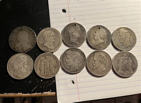 50 francs of old French silver, representing each French government ...