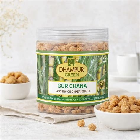 Gur Chana Roasted Chickpeas 200gm – Healthy Snack – Dhampur Green