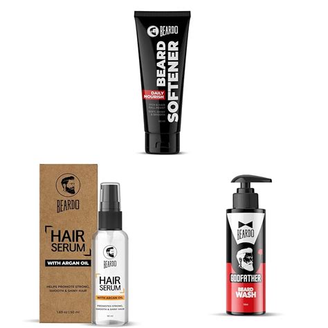 BEARDO Beard Softner & Hair Serum, 50 ml & Godfather Beard Wash for Men ...