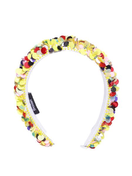 Anekaant Yellow & Multi Embellished Cotton Hair Band