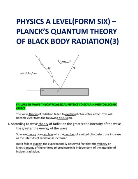 SOLUTION: Physics a level form six planck s quantum theory of black ...