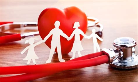 Medical stethoscope with heart and paper family isolated on background ...