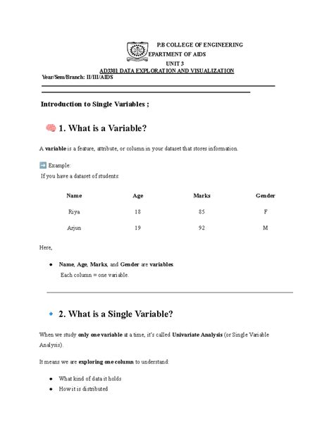 DEV AD3301 Unit 3 - Data Exploration & Visualization Notes - Studocu