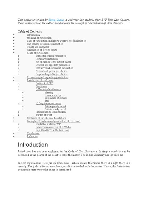 CPC - Jurisdiction - ...... - This article is written by Tanya Gupta, a ...