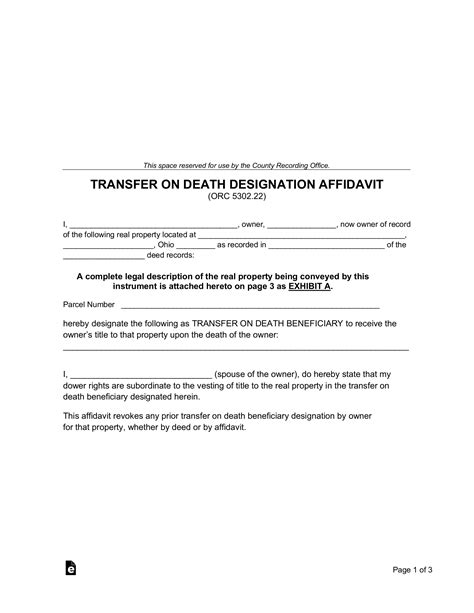 Free Ohio Transfer on Death Deed - PDF | Word – eForms