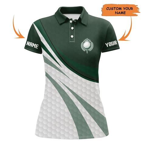 Customized name golf women polo shirts green and white golf shirts ...