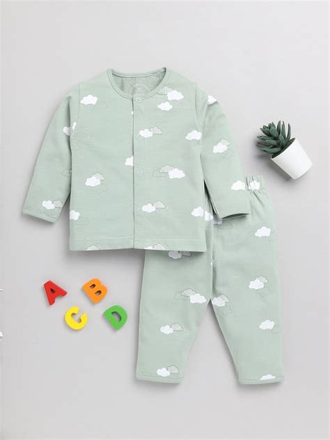 Clouds Green Cotton Full Sleeve Nightwear Set – Clt.s